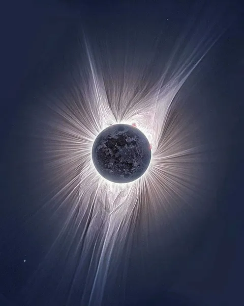 Solar corona's most detailed depictions in this HDR image taken while Solar Eclipse in 2017 (Image credit: Sebastian Voltmer)