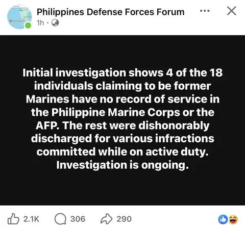 Turns out 4 of the 18 so-called “former Marines” who made some very serious allegations against Trillanes and the ICC yesterday actually have NO RECORD OF SERVICE in the AFP and the other 14 were all dishonorably discharged