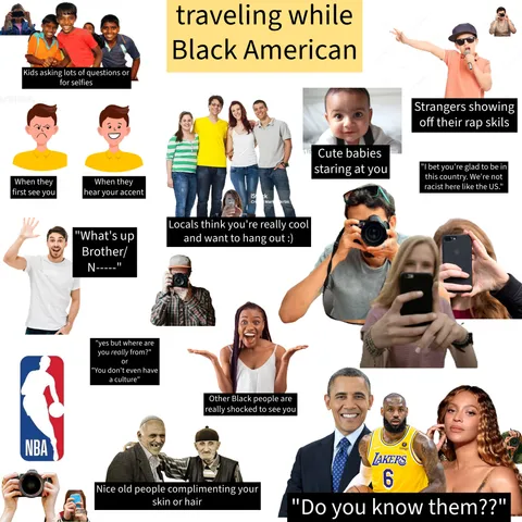 Traveling as Black American person Starter Pack 