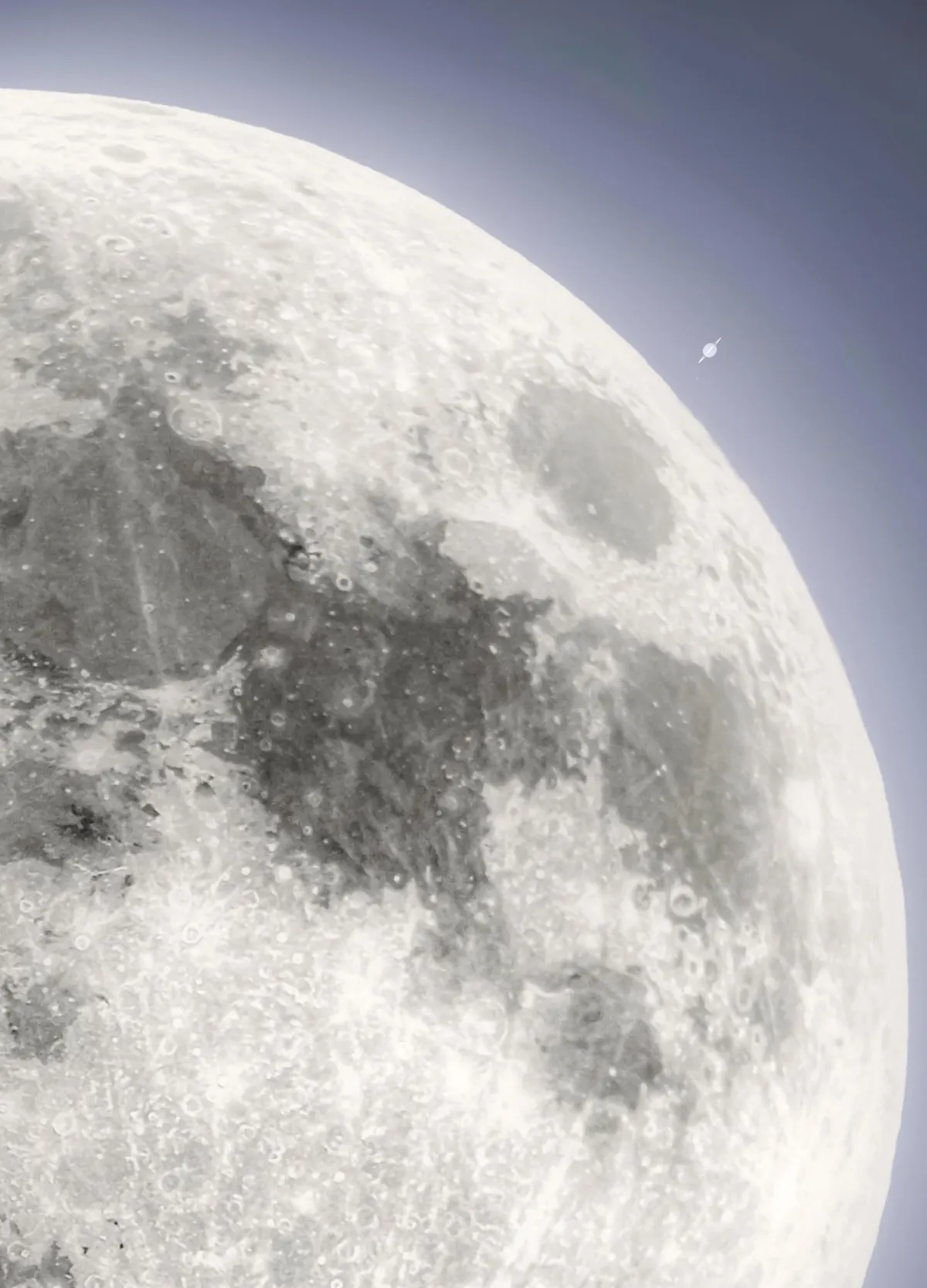 I Imaged Saturn and Titan Passing Behind the Full Moon