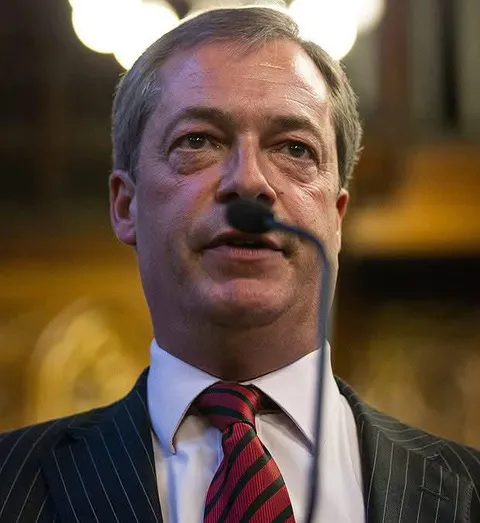 Reform Party's Nigel Farage giving a speech in 2015