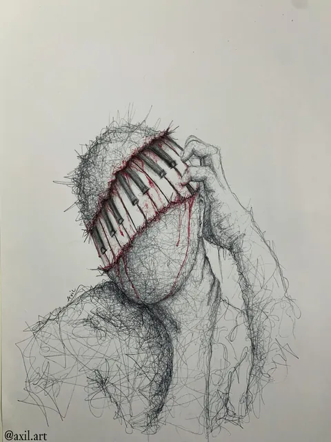 A few pieces from my own strange world, drawn with ink and scribbles.