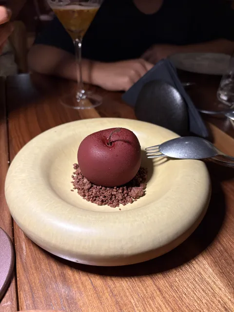 [I ate] Black Forrest Cake in the shape of a Cherry