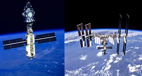 The International Space Station in 1998 and 2018