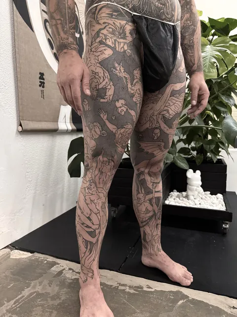 Full body suit in progress made by me (Ivan Zagusta) at Zaraza tattoo shop in Warsaw, PL
