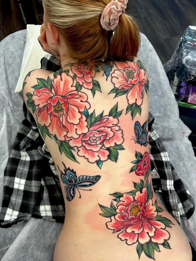 Fifth session. Butterflies and lower flowers complete.