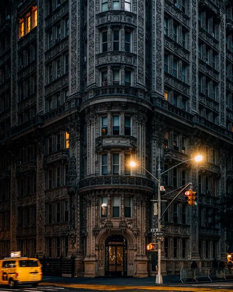 French Renaissance-style Alwyn Court completed in 1909, an apartment building at 180 West 58th Street, Midtown Manhattan, New York City.