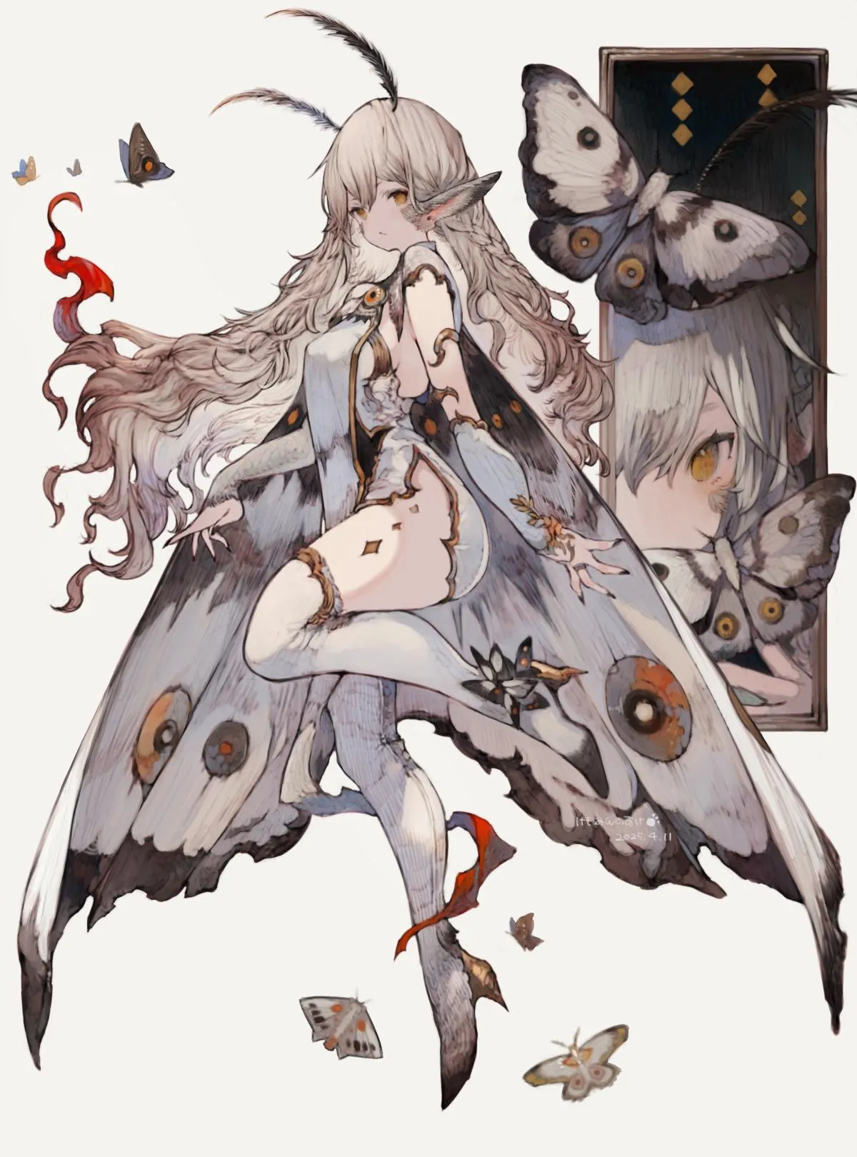 Beautiful butterfly girl in white