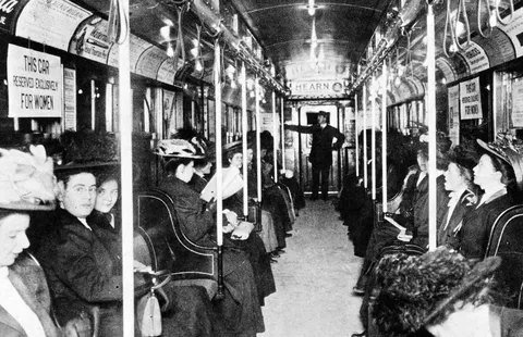 Speaking of Subways:  In 1909 NYC's train had a 'Women's Only Car' on the end.
