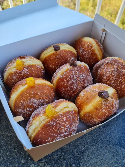 homemade donuts filled with orange jam / chocolate