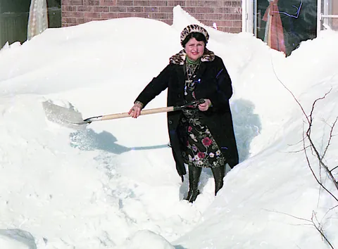 My Tunisian grandmother discovering snow in Montreal. Mid-80s