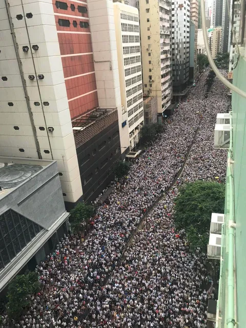 Exactly 5 years ago in Hong Kong. 1 million estimated on the streets. Protests are now illegal.