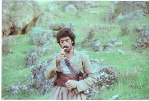 My dad taking a smoking break while fighting Saddam Husseins army in the 80s.