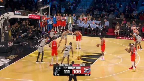 [Highlight] The San Antonio Spurs defeat the Oklahoma City Thunder 111-109 to advance to the NBA Cup championship. The win snaps Oklahoma City's 16-game winning streak.