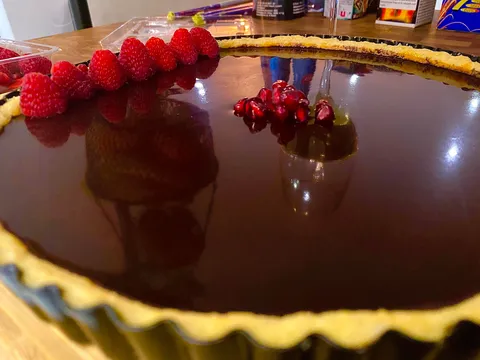 my homemade chocolate tart shines brighter than my future.