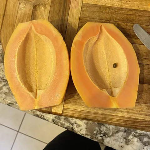 Cut open my papaya to a single seed