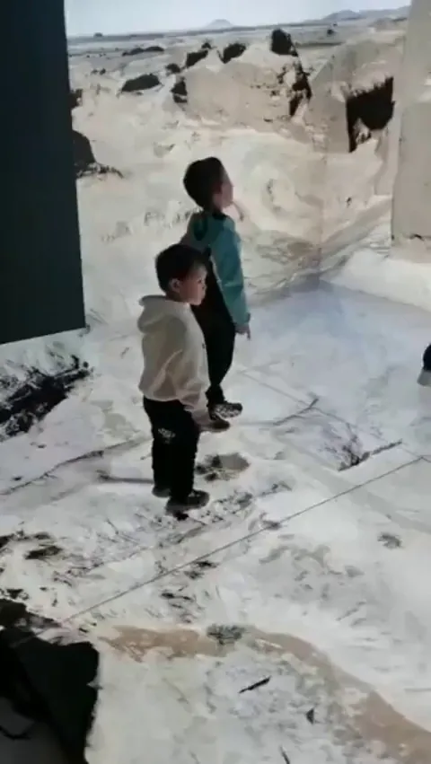 The Vection Illusion at work, fast-moving visuals trick the brain into losing balance—causing these kids to fall instantly.