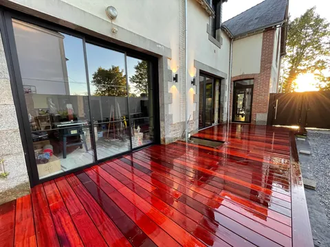 Wanted French doors and a beautiful deck, so I gave myself a task. Results after many, many weekends. 