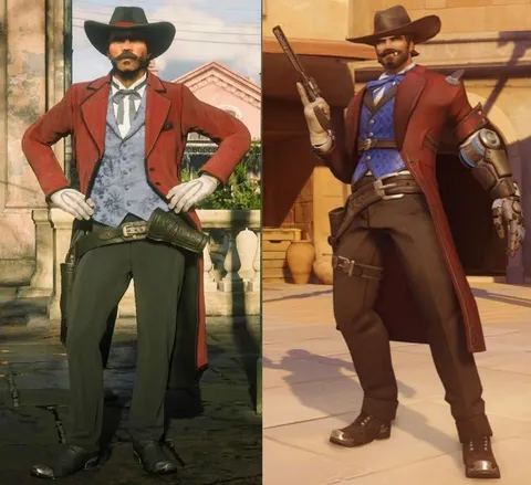 Recreated McCree's Riverboat skin in Red Dead Online.