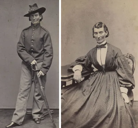 Disguised as a man (left), Frances Clayton served many months in Missouri artillery and cavalry units in the US Civil War. Around 1864 (By courtesy of the Trustees of the Boston Public Library)