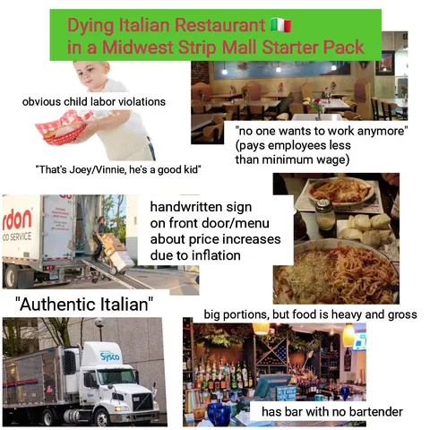 Dying Italian Restaurant in a Midwest Strip Mall Starter Pack