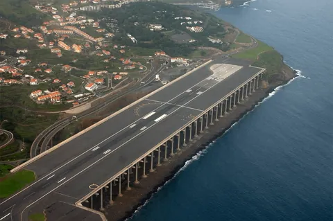 Cristiano Ronaldo International Airport in Madeira, Portugal - The airport built on stilts.