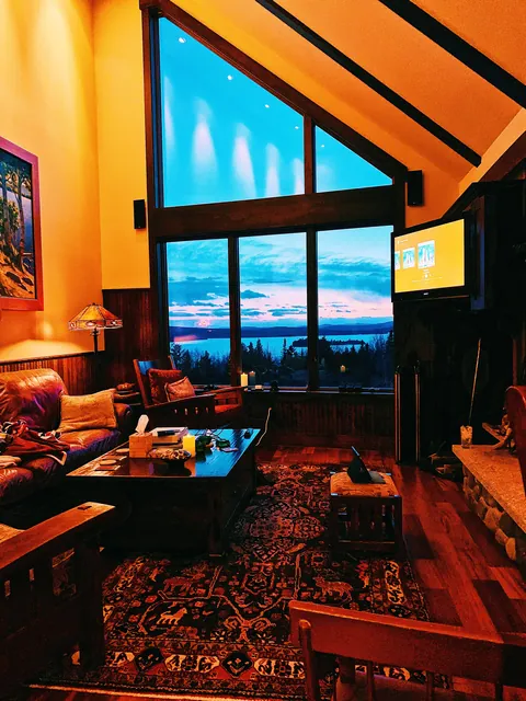 Warm by the fire waiting for the snow