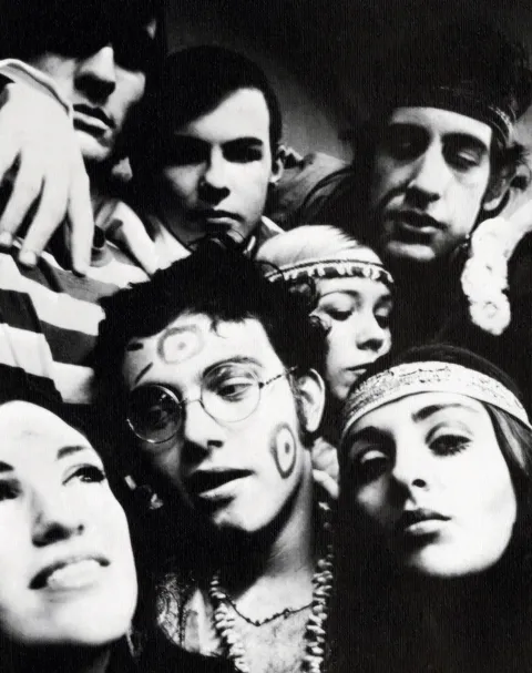 Me (bottom right) and some friends taking a group selfie (NYC, 1969)