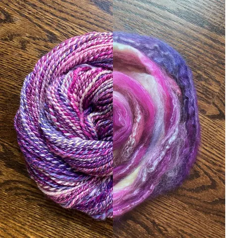 The way the before and after photos of my yarn spinning line up