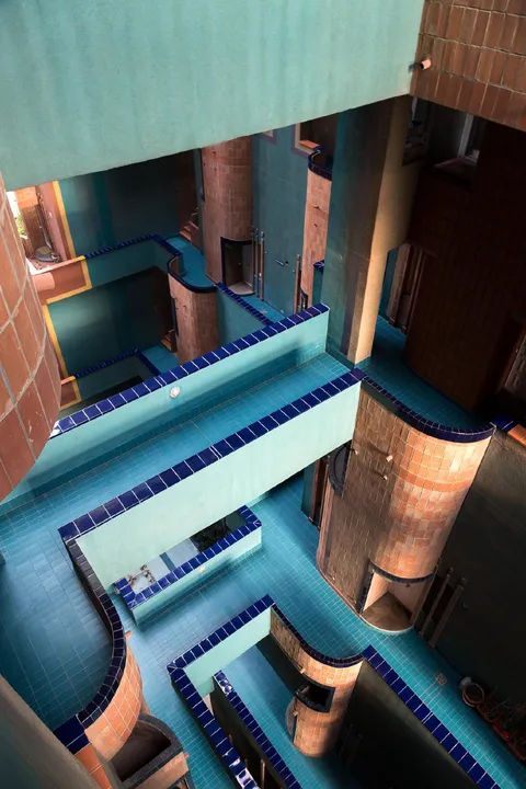 Colorful neighbourhood in Barcelona, Walden 7 by Ricardo Bofill 1975
