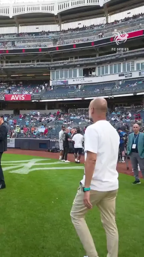 Pep Guardiola and Zlatan Ibrahimovic before City's pre-season match