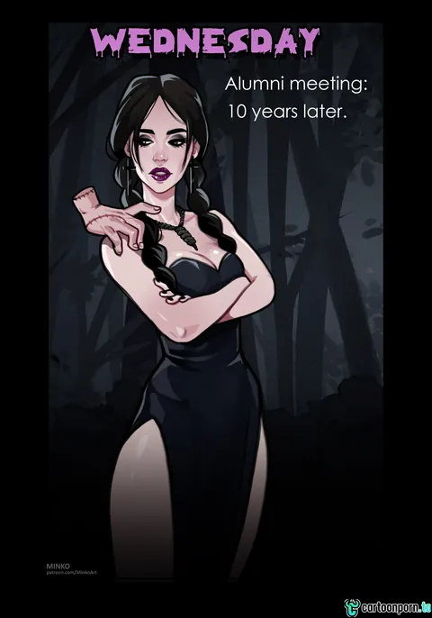 Alumni meeting: 10 years later (Wednesday , Addams Family) [Olena Minko] - Free sex comic