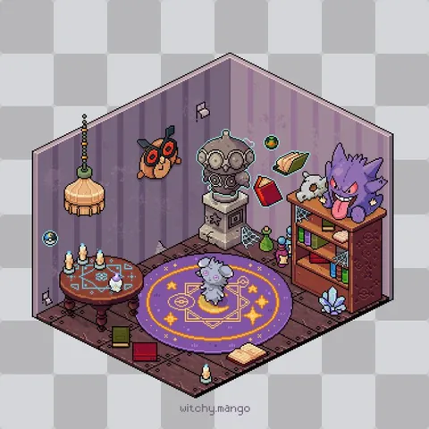 Added an animation to the latest Pokémon isometric room I made! ✨