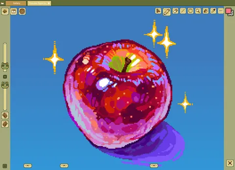 Drew a shiny apple