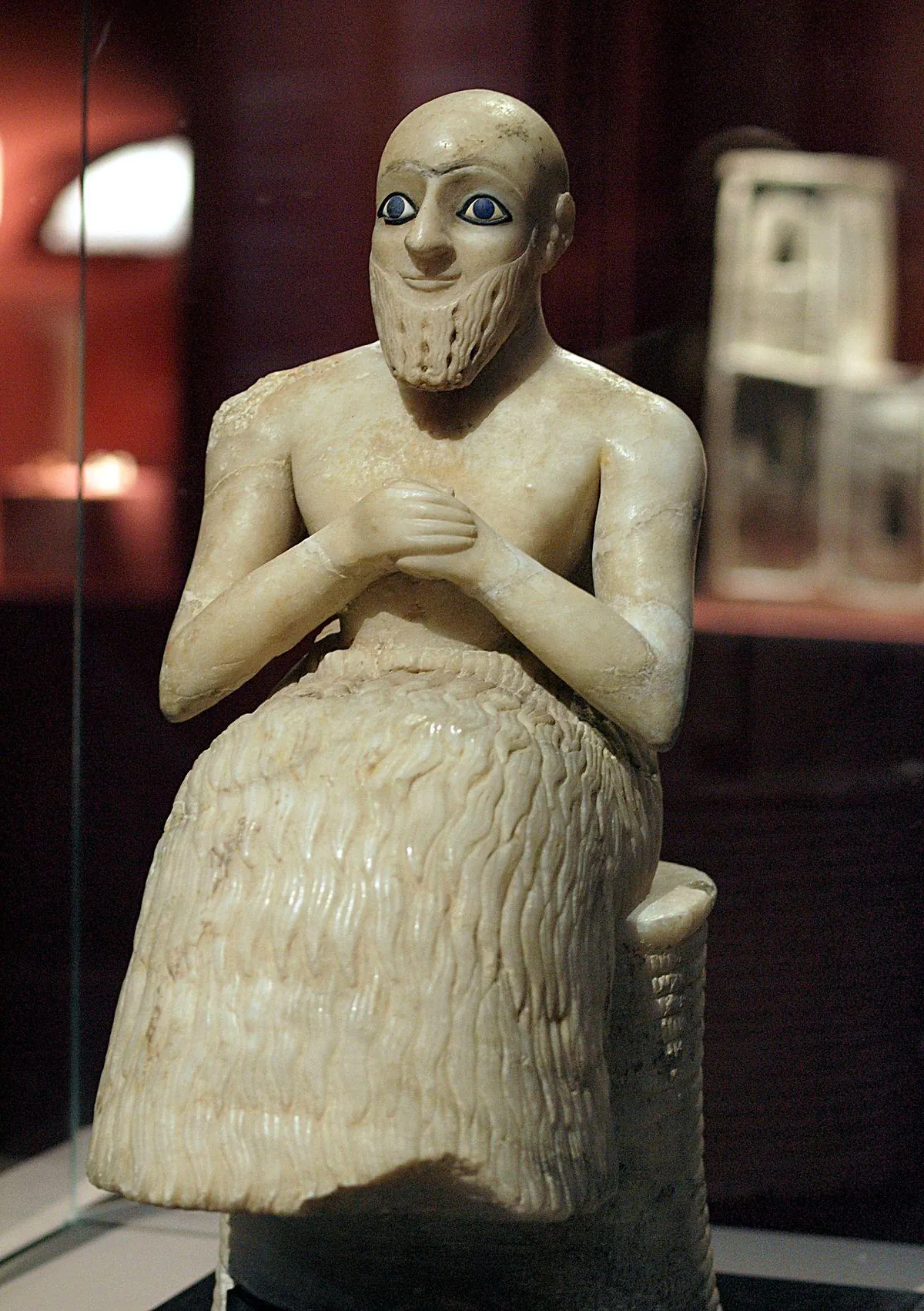 Sumerian statue of ruler Ebih the 2nd, with eyes made of lapis lazuli (2400BC).