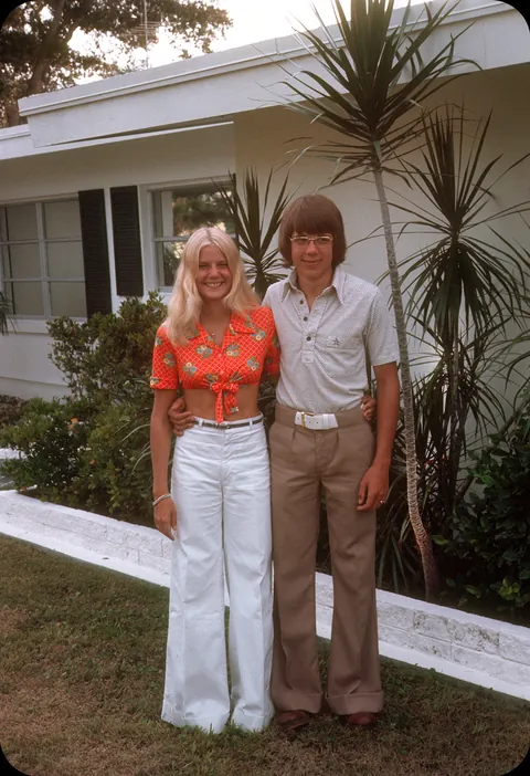 Smiling couple posing for their photo, 1974.