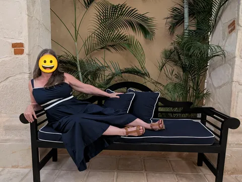 I accidentally matched the bench cushions at out resort.