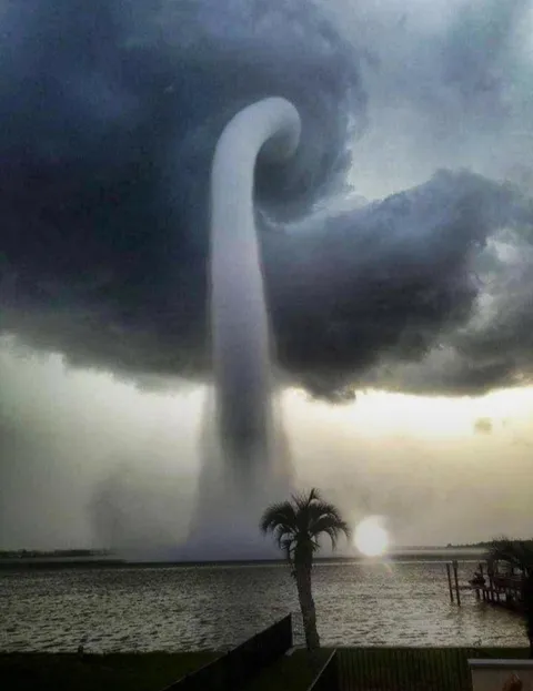 🔥 A woman in her backyard takes this photo of a waterspout in Tampa, Florida