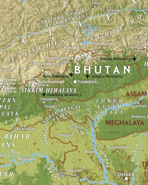 I crafted and printed this 42*92 cm map of the Himalayan range, featuring landuse, human settlements, topography, hydrology and a nice altitude comparative chart! [OC]