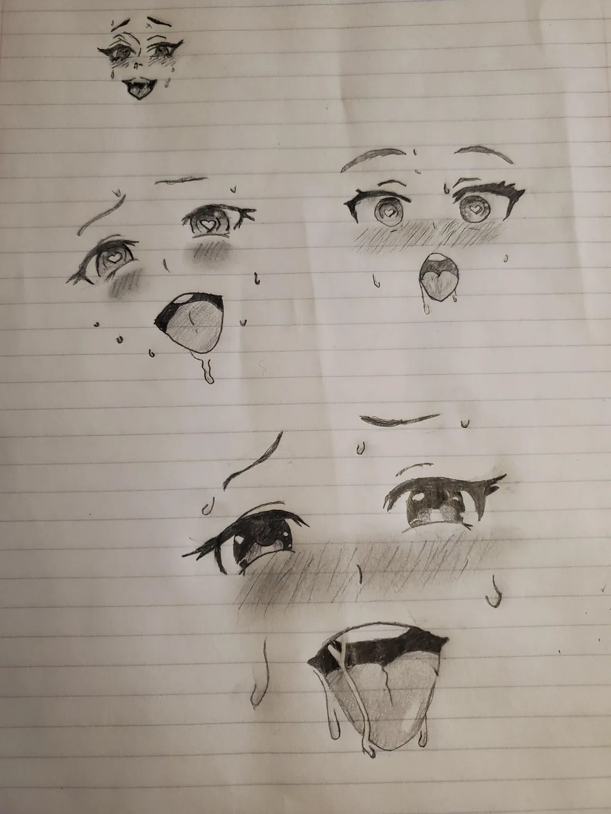 I started drawing Ahegao last week. These are my first ones, what do y'all think ?