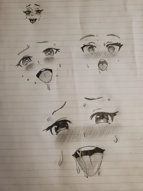I started drawing Ahegao last week. These are my first ones, what do y'all think ?