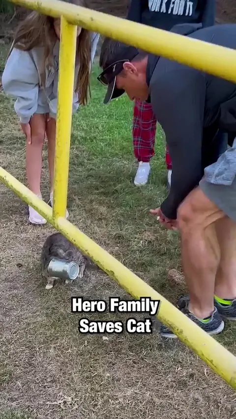 Family rescues cat stuck in a can