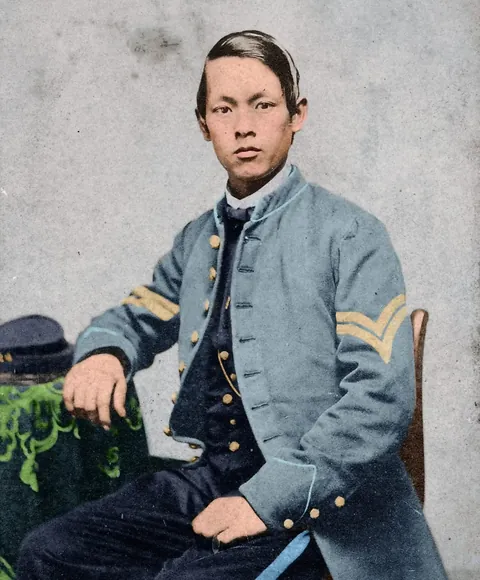 A Chinese-born soldier who fought in the American Civil War with the Union Army. He was in the 14th Connecticut Infantry Regiment and reached the rank of corporal (1862)
