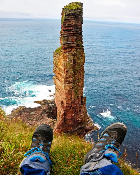 Some views are so good, one must take a seat to appreciate them. Two climbers are making their way up the Old Man of Hoy, Scotland in this pic. [OC]
