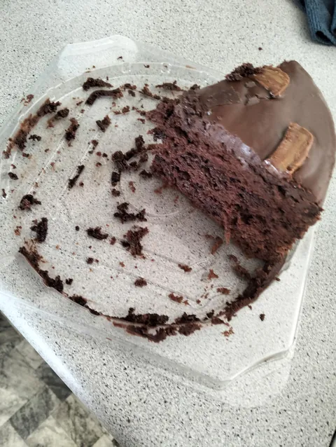 Got myself a cake for my bday since my family didn't. Only had one thing slice and already the majority is gone.