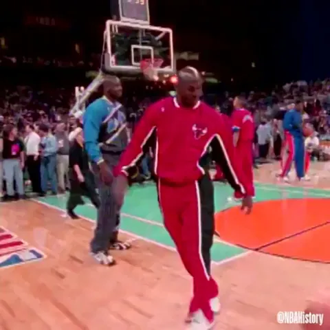 Jordan vs. Shaq pregame in 1996.