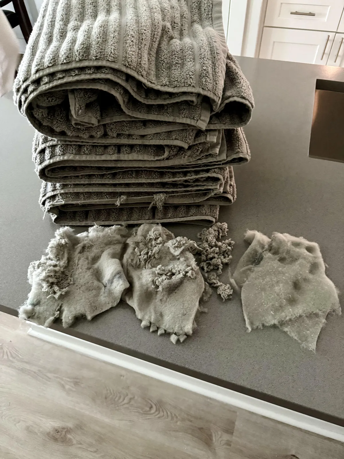 Bought some new towels. This is some of the lint from washing them once