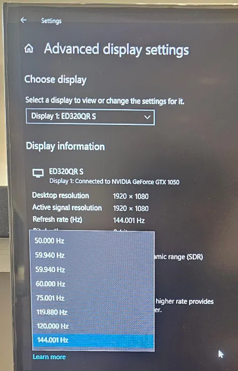 I just discovered that the display at my workplace supports 144hz but they've been running it at 60hz this entire time