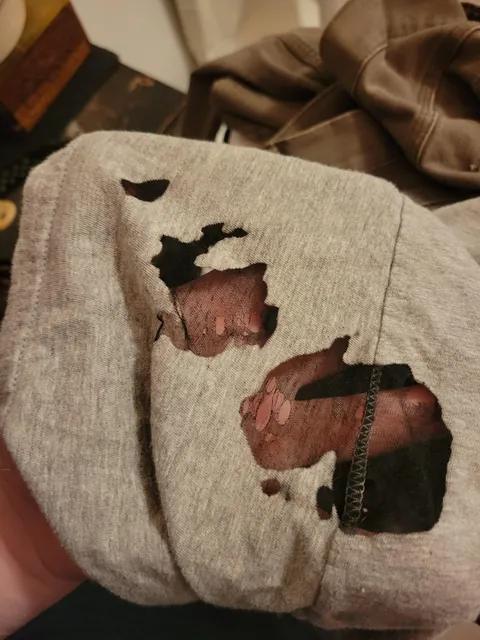 Mystery fluid dissolved all the cotton in my shirt.