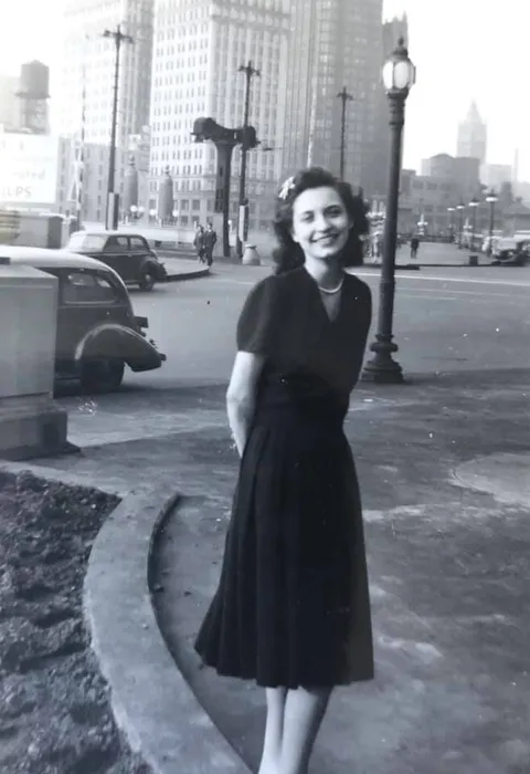 My 98 year-old Grandmother passed away last week. Here she is in Chicago around 1940 living it up!